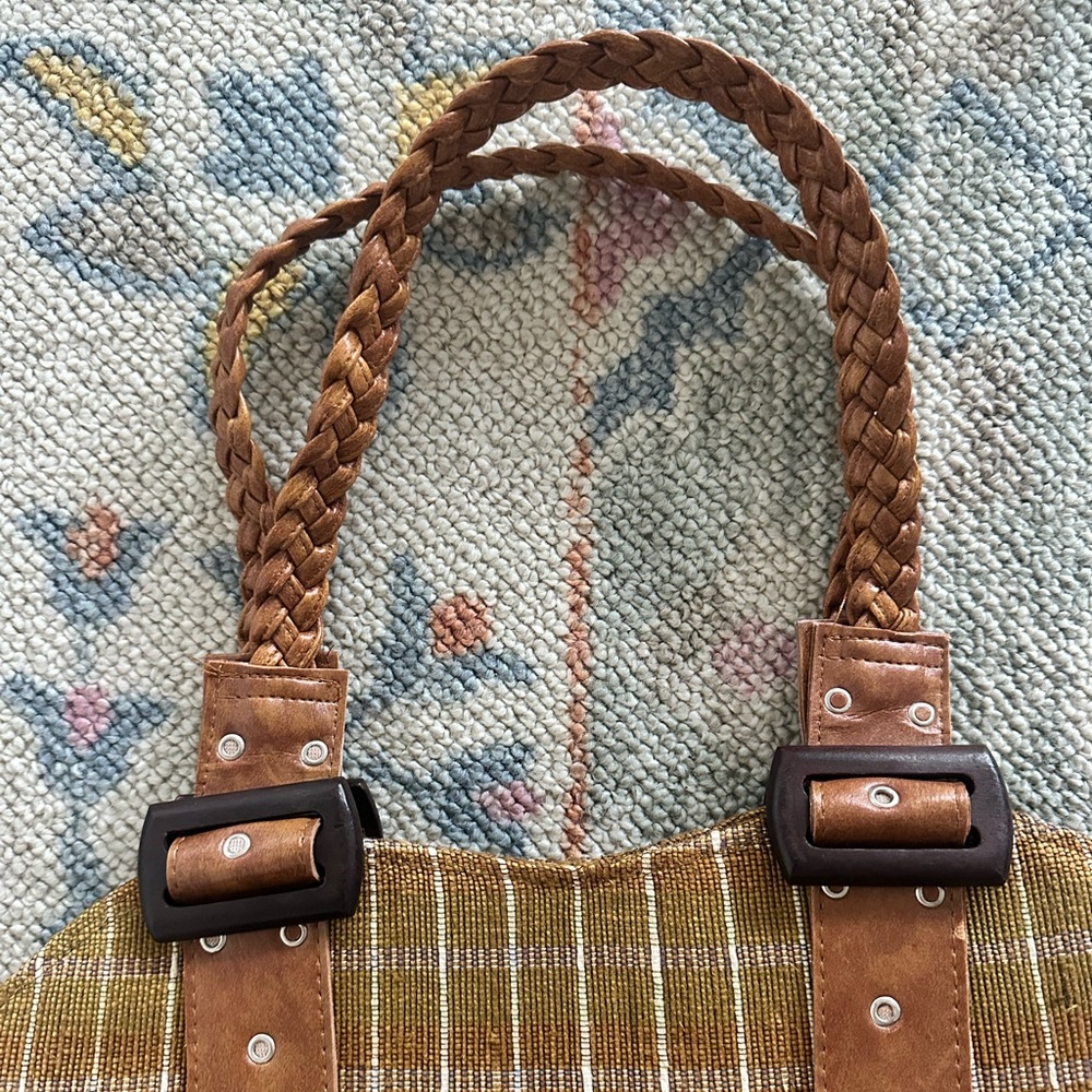 funky vintage woven plaid shoulder bag - Picture 4 of 8